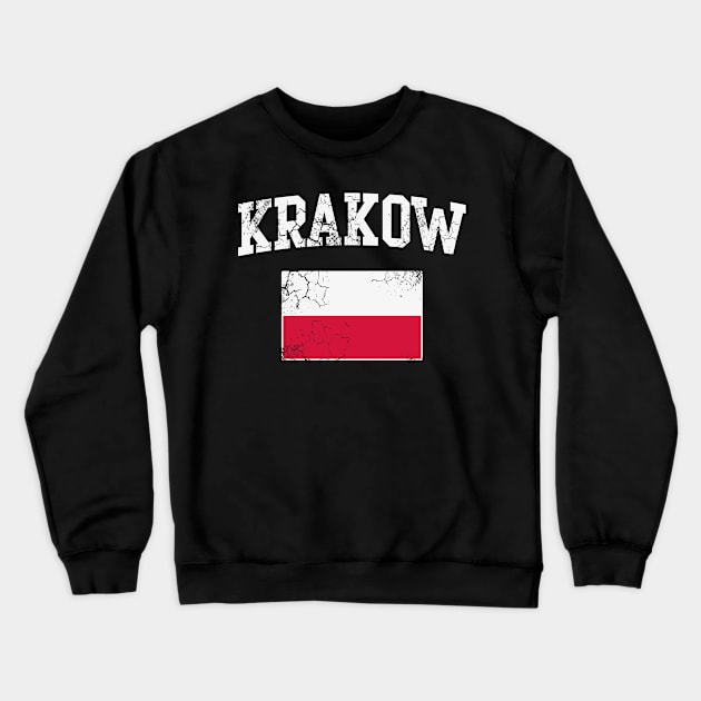 Krakow Poland Flag Polish Polska Polski Crewneck Sweatshirt by E